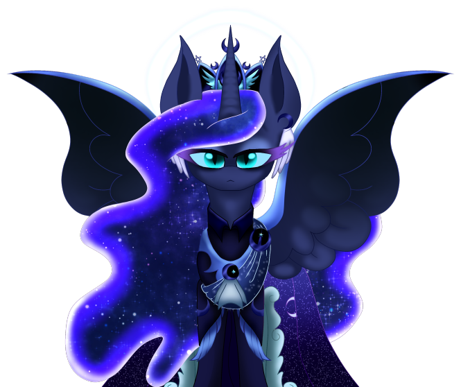 Size: 665x558 | Tagged: safe, artist:harmonicdreemur1308, derpibooru import, princess luna, alicorn, pony, ethereal mane, eyelashes, female, image, mare, peytral, png, solo, spread wings, starry mane, wings