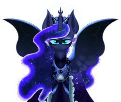 Size: 665x558 | Tagged: safe, artist:harmonicdreemur1308, derpibooru import, princess luna, alicorn, pony, ethereal mane, eyelashes, female, image, mare, peytral, png, solo, spread wings, starry mane, wings