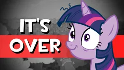 Size: 1200x675 | Tagged: safe, artist:horses are fuckin weird, artist:moonbrony, derpibooru import, twilight sparkle, grayscale, image, it's over, meme, monochrome, png, ponified meme, ponyville, shitposting, team fortress 2, text, twilight snapple, vector