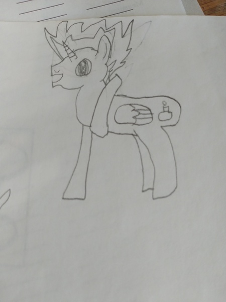 Size: 3456x4608 | Tagged: safe, artist:acid flask, derpibooru import, oc, oc:acid flask, unofficial characters only, alicorn, 2d, alicorn oc, art dump, curved horn, drawing, horn, image, jpeg, looking at you, no tail, paper, sketch, sketch dump, smiling, smiling at you, traditional art, waving, waving at you, wings