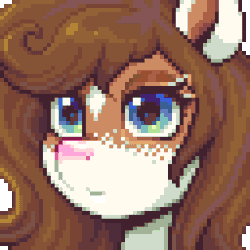 Size: 320x320 | Tagged: safe, artist:hikkage, derpibooru import, oc, oc:mabel, animated, blushing, cute, ear twitch, gif, image, looking at you, looking back, smiling
