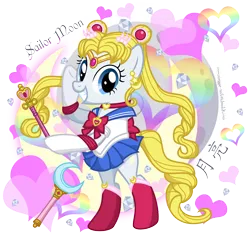 Size: 6000x6000 | Tagged: safe, artist:meggie-vectors, derpibooru import, ponified, earth pony, pony, clothes, gem, heart, image, kanji, png, sailor moon, serena tsukino, simple background, solo, text, transparent background, tsukino usagi, tumblr, url, vector, wand