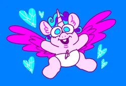 Size: 1316x900 | Tagged: safe, artist:msponies, derpibooru import, princess flurry heart, alicorn, pony, baby, baby pony, crystal heart, diaper, double chin, female, floating heart, g4, heart, horn, image, looking at you, ms paint, open mouth, open smile, png, safety pin, smiling, solo, spread wings, wings