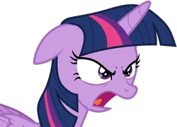 Size: 1024x739 | Tagged: safe, artist:cloudyglow, derpibooru import, twilight sparkle, twilight sparkle (alicorn), alicorn, pony, angry, female, image, mare, open mouth, png, purple eyes, screaming, simple background, solo, solo female, transparent background, vector