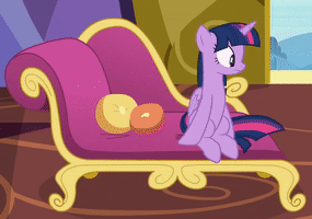 Size: 285x200 | Tagged: safe, derpibooru import, screencap, twilight sparkle, twilight sparkle (alicorn), alicorn, pony, dragon dropped, season 9, spoiler:s09, animated, behaving like rarity, couch, cropped, eyeroll, fainting couch, female, gif, gif for breezies, image, picture for breezies, solo, twilight's castle