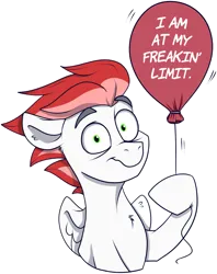 Size: 1431x1803 | Tagged: safe, artist:rutkotka, derpibooru import, oc, oc:swift apex, pegasus, pony, balloon, bust, image, panicking, png, reaction image, simple background, solo, sticker, text, transparent background