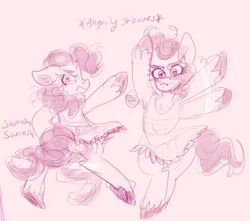 Size: 3303x2926 | Tagged: safe, artist:mimiporcellini, derpibooru import, pinkie pie, doodle, frown, image, monochrome, png, solo