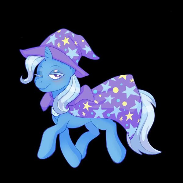 Size: 1080x1080 | Tagged: safe, artist:eadekki, derpibooru import, trixie, pony, unicorn, black background, colored eyelashes, image, jpeg, one eye closed, simple background, solo