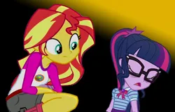 Size: 568x365 | Tagged: safe, derpibooru import, sci-twi, sunset shimmer, twilight sparkle, human, equestria girls, cute, duo, duo female, everfree forest, female, females only, hypnosis, hypnotized, image, jpeg, lesbian, sciset, scitwishimmer, shipping, sleeping, sleepy, solo, solo female, sunsetsparkle