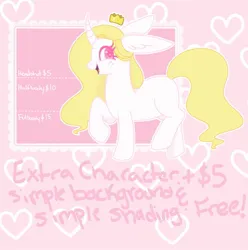 Size: 1289x1300 | Tagged: safe, artist:orcabunnies, derpibooru import, oc, unofficial characters only, pony, unicorn, advertisement, image, jpeg, price sheet