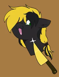 Size: 583x767 | Tagged: safe, artist:orcabunnies, derpibooru import, oc, oc:shade demonshy, unofficial characters only, earth pony, pony, bust, image, jpeg, knife, portrait