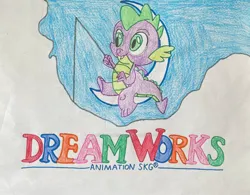 Size: 1280x1000 | Tagged: safe, artist:justinvaldecanas, derpibooru import, spike, dragon, cloud, crescent moon, dreamworks, fishing, image, jpeg, moon, sky, traditional art