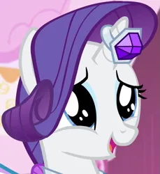 Size: 507x553 | Tagged: safe, derpibooru import, screencap, rarity, pony, unicorn, season 4, simple ways, close-up, cropped, cute, female, hnnng, horn, horn ring, image, jewelry, mare, open mouth, open smile, png, raribetes, ring, smiling, solo, squishy cheeks, wide eyes