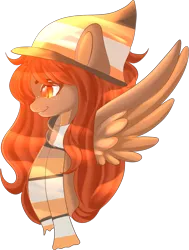 Size: 1072x1420 | Tagged: safe, artist:sakimiaji, derpibooru import, oc, oc:trisha oakwood, unofficial characters only, pegasus, pony, bust, clothes, female, hat, image, pegasus oc, png, profile, scarf, simple background, solo, transparent background, wings