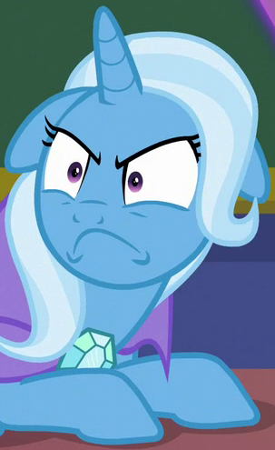 Size: 303x495 | Tagged: safe, derpibooru import, screencap, trixie, pony, unicorn, a matter of principals, season 8, spoiler:s08, angry, behaving like a cat, cape, close-up, clothes, cropped, cute, diatrixes, faic, female, floppy ears, frown, hat, image, madorable, mare, pinpoint eyes, png, reaction image, solo, trixie's cape, wtf