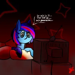 Size: 2048x2048 | Tagged: safe, artist:neonshy02, derpibooru import, oc, oc:neon shy, earth pony, image, png, solo, television, watching, watching tv