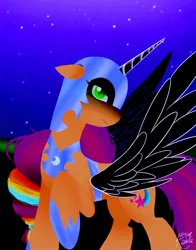 Size: 1074x1368 | Tagged: safe, artist:petaltwinkle, derpibooru import, sunny starscout, alicorn, alicornified, artificial horn, artificial wings, augmented, g5, horn, image, jpeg, magic, magic horn, magic wings, nightmare moon armor, race swap, wings