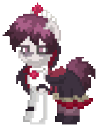 Size: 688x896 | Tagged: safe, artist:asiandra dash, derpibooru import, ponified, earth pony, pony, pony town, animated, clothes, crown, genshin impact, gif, image, jewelry, nodding, pixel art, regalia, rosaria (genshin impact), simple background, solo, transparent background