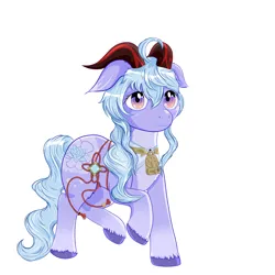 Size: 3000x3000 | Tagged: safe, artist:mickeypony, derpibooru import, ponified, goat, goat pony, pony, ganyu (genshin impact), genshin impact, goat horns, horns, image, png, simple background, solo, white background