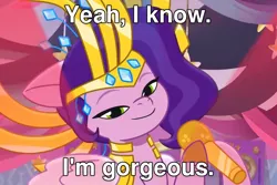 Size: 2400x1600 | Tagged: safe, derpibooru import, edit, screencap, pipp petals, pony, my little pony: tell your tale, spoiler:g5, spoiler:my little pony: tell your tale, spoiler:tyts01e30, caption, g5, image, image macro, jpeg, nightmare night party, solo, text