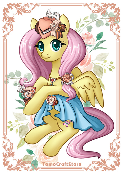 Size: 709x1000 | Tagged: safe, artist:facja, derpibooru import, fluttershy, pegasus, pony, genshin impact, hat, image, jpeg, solo