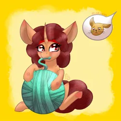 Size: 1024x1024 | Tagged: safe, artist:eithene14, derpibooru import, oc, cat, pony, image, jpeg, mouth hold, yarn, yarn ball