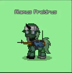 Size: 832x847 | Tagged: safe, derpibooru import, oc, oc:alamus freidrus, unofficial characters only, changeling, assault rifle, changeling oc, clothes, crystal curtain:world aflame, gas mask, gun, helmet, image, insidiic changeling, jpeg, m16, mask, military uniform, rifle, uniform, weapon