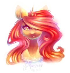 Size: 2402x2497 | Tagged: safe, artist:prettyshinegp, derpibooru import, oc, oc:pretty shine, unofficial characters only, pony, unicorn, bust, female, hair over one eye, horn, image, mare, png, simple background, solo, transparent background, unicorn oc