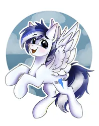 Size: 1617x2048 | Tagged: safe, artist:madkadd, derpibooru import, oc, oc:danger above, unofficial characters only, pegasus, pony, :3, image, jpeg, looking at you, male, open mouth, smiling, smiling at you, solo, spread wings, stallion, wings