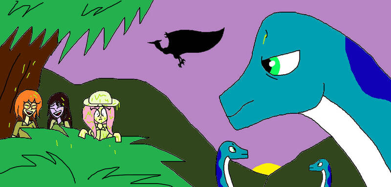 Size: 1292x619 | Tagged: safe, artist:syfyman2xxx, derpibooru import, fluttershy, dinosaur, equestria girls, image, jpeg