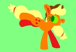 Size: 1316x900 | Tagged: safe, artist:msponies, derpibooru import, applejack, earth pony, pony, g4, applejack's hat, bright colours, bucking, cowboy hat, ear fluff, eyestrain warning, female, green background, green sclera, hat, image, looking back, mare, ms paint, png, profile, saturated, simple background, solo, tail