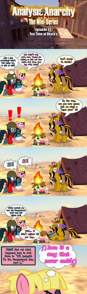 Size: 1532x5130 | Tagged: safe, artist:jasperpie, derpibooru import, oc, oc:dusty katt, oc:mad munchkin, oc:sweetie bloom, alicorn amulet, book, campfire, campsite, comic, food, helmet, image, png, popcorn, slouch hat, team fortress 2, tent, tf2 analysis anarchy