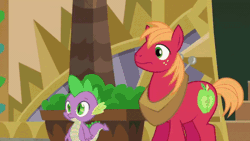 Size: 800x451 | Tagged: safe, derpibooru import, big macintosh, cleopatra jazz, discord, spike, draconequus, dragon, earth pony, dungeons and discords, animated, ear piercing, earring, facial hair, feather boa, gif, hat, image, jewelry, moustache, necklace, piercing, zoot suit