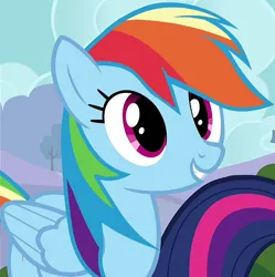 Size: 1034x1038 | Tagged: safe, derpibooru import, screencap, rainbow dash, twilight sparkle, twilight sparkle (alicorn), alicorn, pegasus, pony, it ain't easy being breezies, season 4, cropped, cute, dashabetes, female, image, mare, offscreen character, png, solo focus