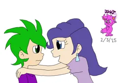 Size: 1024x697 | Tagged: safe, artist:stella-exquisa, derpibooru import, spike, human, alternate design, comforting, duo, hand on shoulder, humanized, image, implied shipping, implied spikebelle, implied straight, jpeg, shipping denied, simple background, story included, white background