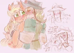 Size: 2841x2047 | Tagged: safe, artist:mimiporcellini, derpibooru import, applejack, human, colored sketch, crossover, crossover shipping, hol horse, holjack, human male, image, interspecies, jojo's bizarre adventure, jpeg, male, shipping