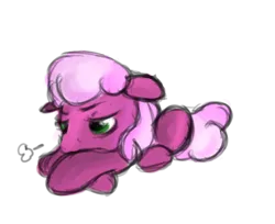 Size: 424x346 | Tagged: safe, artist:phillnana, derpibooru import, cheerilee, earth pony, pony, exhale, female, image, lying down, mare, png, prone, sigh, sketch, solo