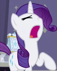 Size: 470x578 | Tagged: safe, derpibooru import, screencap, rarity, pony, unicorn, fake it 'til you make it, season 8, spoiler:s08, cropped, eyes closed, faic, female, great moments in animation, image, mare, marshmelodrama, open mouth, png, raised hoof, rarity being rarity, solo
