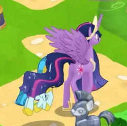 Size: 437x433 | Tagged: safe, derpibooru import, screencap, princess twilight 2.0, twilight sparkle, twilight sparkle (alicorn), alicorn, the last problem, error, gameloft, glitch, image, jewelry, jpeg, older, older twilight, royal guard