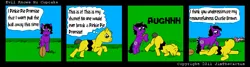 Size: 900x240 | Tagged: safe, artist:jimthecactus, derpibooru import, pinkie pie, ponified, earth pony, pony, american football, augh, charlie brown, comic, crossover, dialogue, duo, female, image, lucy, male, mare, peanuts (comic), pinkie promise, png, sports, stallion, thought bubble, tied up