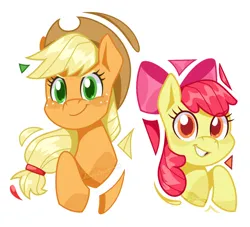 Size: 1280x1162 | Tagged: safe, artist:imaplatypus, derpibooru import, apple bloom, applejack, earth pony, pony, apple sisters, female, filly, foal, image, mare, png, siblings, simple background, sisters, white background