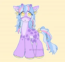 Size: 1550x1485 | Tagged: safe, artist:funnyhat12, derpibooru import, oc, unofficial characters only, adoptable, giraffe pony, image, jpeg