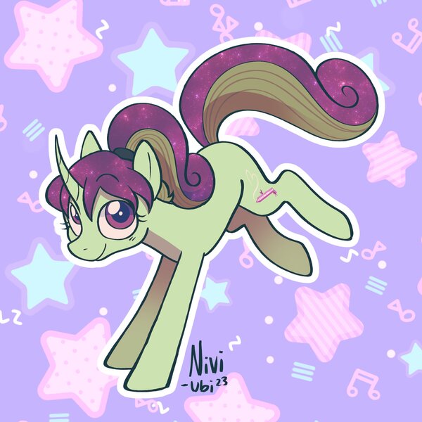 Size: 2000x2000 | Tagged: safe, artist:gop_goopy, derpibooru import, oc, pony, unicorn, image, jpeg, music, signature, stars