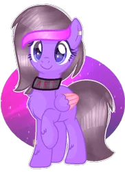 Size: 578x792 | Tagged: safe, artist:angellightyt, derpibooru import, oc, unofficial characters only, pegasus, pony, base used, chest fluff, collar, colored wings, ear piercing, earring, eyelashes, female, image, jewelry, mare, pegasus oc, piercing, png, raised hoof, simple background, smiling, solo, transparent background, two toned wings, wings
