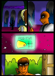 Size: 572x791 | Tagged: safe, artist:neoncabaret, derpibooru import, derpy hooves, oc, oc:mel, human, pegasus, pony, comic:derpy's wish, comic, image, png