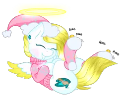 Size: 925x719 | Tagged: safe, artist:angellightyt, derpibooru import, oc, oc:angel light, unofficial characters only, pegasus, pony, base used, clothes, colored wings, female, halo, image, laughing, mare, pegasus oc, png, simple background, solo, sweater, transparent background, two toned wings, wings