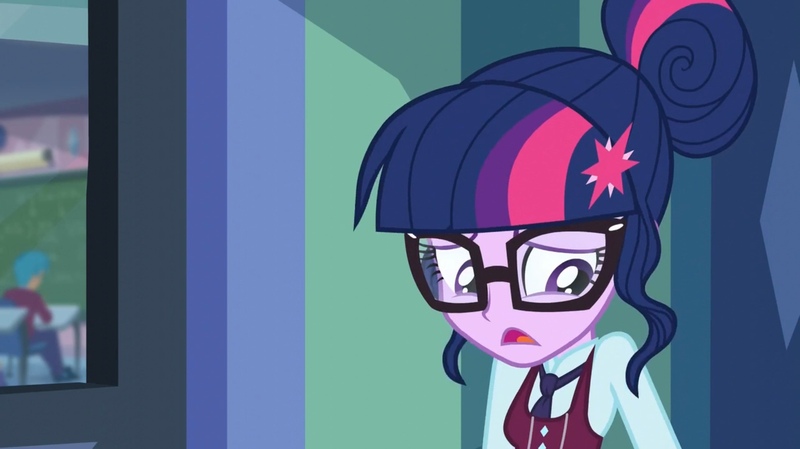 Size: 2160x1211 | Tagged: safe, derpibooru import, screencap, sci-twi, twilight sparkle, human, equestria girls, friendship games, classroom, clothes, crystal prep academy, crystal prep academy uniform, door, female, glasses, hair bun, hallway, image, jpeg, necktie, sad, school, school uniform, schoolgirl, uniform