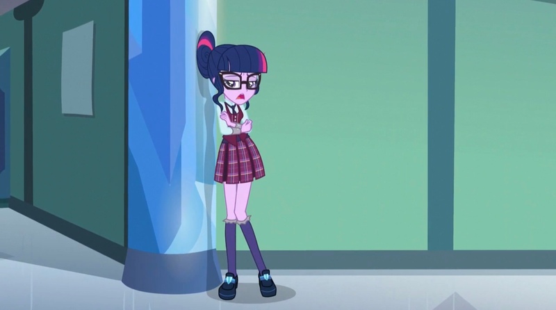 Size: 2160x1205 | Tagged: safe, derpibooru import, screencap, sci-twi, twilight sparkle, human, equestria girls, friendship games, clothes, crystal prep academy, crystal prep academy uniform, female, glasses, hair bun, hallway, image, jpeg, necktie, sad, school, school uniform, schoolgirl, solo, solo female, uniform