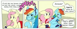 Size: 3426x1298 | Tagged: safe, artist:balileart, derpibooru import, part of a set, fluttershy, rainbow dash, chair, controller, dialogue, drink, image, jpeg, pepsi, soda, talking, wing hands, wings