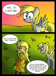 Size: 582x796 | Tagged: safe, artist:neoncabaret, derpibooru import, derpy hooves, oc, oc:mel, human, pegasus, pony, comic:derpy's wish, comic, image, png